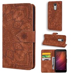 Retro Embossing Mandala Flower Leather Wallet Case for Xiaomi Redmi Note 4X - Brown