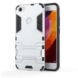 Armor Premium Tactical Grip Kickstand Shockproof Dual Layer Rugged Hard Cover for Xiaomi Redmi Note 5A - Silver