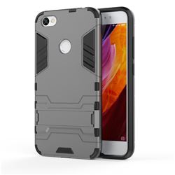 Armor Premium Tactical Grip Kickstand Shockproof Dual Layer Rugged Hard Cover for Xiaomi Redmi Note 5A - Gray