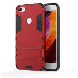 Armor Premium Tactical Grip Kickstand Shockproof Dual Layer Rugged Hard Cover for Xiaomi Redmi Note 5A - Wine Red