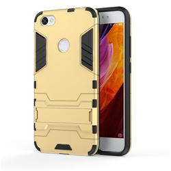 Armor Premium Tactical Grip Kickstand Shockproof Dual Layer Rugged Hard Cover for Xiaomi Redmi Note 5A - Golden