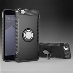 Armor Anti Drop Carbon PC + Silicon Invisible Ring Holder Phone Case for Xiaomi Redmi Note 5A - Black