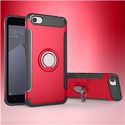Armor Anti Drop Carbon PC + Silicon Invisible Ring Holder Phone Case for Xiaomi Redmi Note 5A - Red