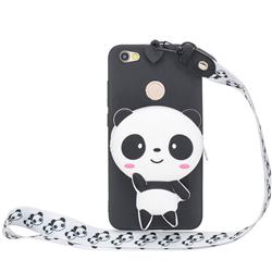 White Panda Neck Lanyard Zipper Wallet Silicone Case for Xiaomi Redmi Note 5A