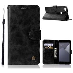 Luxury Retro Leather Wallet Case for Xiaomi Redmi Note 5A - Black