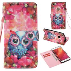 Flower Owl 3D Painted Leather Wallet Case for Xiaomi Redmi Note 5A