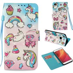 Diamond Pony 3D Painted Leather Wallet Case for Xiaomi Redmi Note 5A