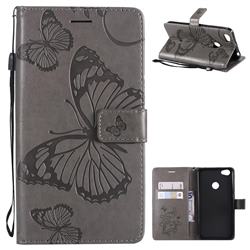 Embossing 3D Butterfly Leather Wallet Case for Xiaomi Redmi Note 5A - Gray