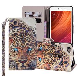 Leopard 3D Painted Leather Phone Wallet Case Cover for Xiaomi Redmi Note 5A