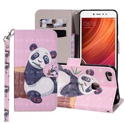 Happy Panda 3D Painted Leather Phone Wallet Case Cover for Xiaomi Redmi Note 5A