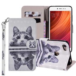 Mirror Cat 3D Painted Leather Phone Wallet Case Cover for Xiaomi Redmi Note 5A