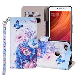 Pansy Butterfly 3D Painted Leather Phone Wallet Case Cover for Xiaomi Redmi Note 5A