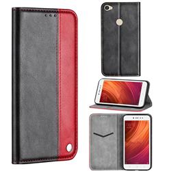 Classic Business Ultra Slim Magnetic Sucking Stitching Flip Cover for Xiaomi Redmi Note 5A - Red