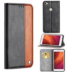Classic Business Ultra Slim Magnetic Sucking Stitching Flip Cover for Xiaomi Redmi Note 5A - Brown