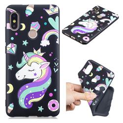 Candy Unicorn 3D Embossed Relief Black TPU Cell Phone Back Cover for Xiaomi Redmi Note 5 Pro