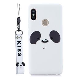 White Feather Panda Soft Kiss Candy Hand Strap Silicone Case for Xiaomi Redmi Note 5 Pro