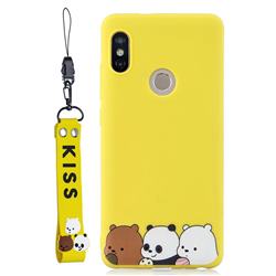 Yellow Bear Family Soft Kiss Candy Hand Strap Silicone Case for Xiaomi Redmi Note 5 Pro