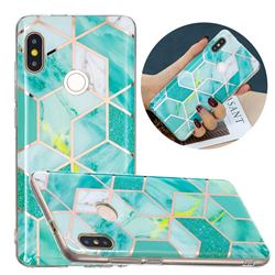Green Glitter Painted Marble Electroplating Protective Case for Xiaomi Redmi Note 5 Pro