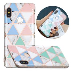 Fresh Triangle Painted Marble Electroplating Protective Case for Xiaomi Redmi Note 5 Pro