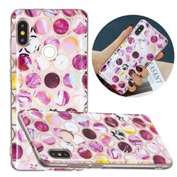 Round Puzzle Painted Marble Electroplating Protective Case for Xiaomi Redmi Note 5 Pro