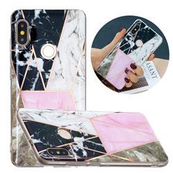 Pink and Black Painted Marble Electroplating Protective Case for Xiaomi Redmi Note 5 Pro