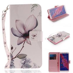 Magnolia Flower Hand Strap Leather Wallet Case for Xiaomi Redmi Note 5 Pro