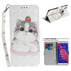 Cute Tomato Cat 3D Painted Leather Wallet Phone Case for Xiaomi Redmi Note 5 Pro
