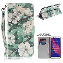 Watercolor Flower 3D Painted Leather Wallet Phone Case for Xiaomi Redmi Note 5 Pro