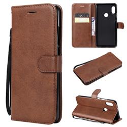 Retro Greek Classic Smooth PU Leather Wallet Phone Case for Xiaomi Redmi Note 5 Pro - Brown