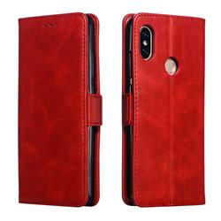 Retro Classic Calf Pattern Leather Wallet Phone Case for Xiaomi Redmi Note 5 Pro - Red