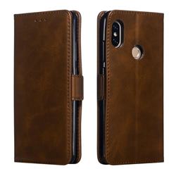 Retro Classic Calf Pattern Leather Wallet Phone Case for Xiaomi Redmi Note 5 Pro - Brown