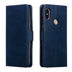 Retro Classic Calf Pattern Leather Wallet Phone Case for Xiaomi Redmi Note 5 Pro - Blue