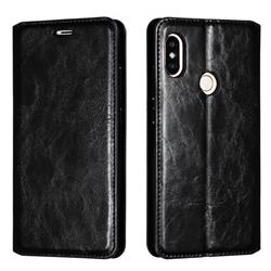 Retro Slim Magnetic Crazy Horse PU Leather Wallet Case for Xiaomi Redmi Note 5 Pro - Black