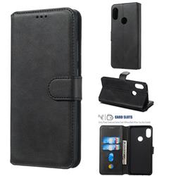 Retro Calf Matte Leather Wallet Phone Case for Xiaomi Redmi Note 5 Pro - Black
