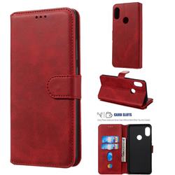 Retro Calf Matte Leather Wallet Phone Case for Xiaomi Redmi Note 5 Pro - Red