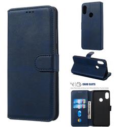 Retro Calf Matte Leather Wallet Phone Case for Xiaomi Redmi Note 5 Pro - Blue
