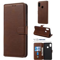 Retro Calf Matte Leather Wallet Phone Case for Xiaomi Redmi Note 5 Pro - Brown
