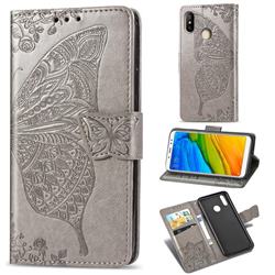 Embossing Mandala Flower Butterfly Leather Wallet Case for Xiaomi Redmi Note 5 Pro - Gray