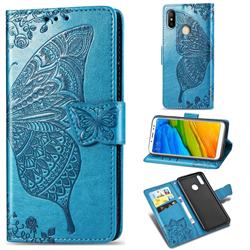 Embossing Mandala Flower Butterfly Leather Wallet Case for Xiaomi Redmi Note 5 Pro - Blue