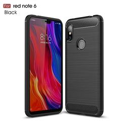 Luxury Carbon Fiber Brushed Wire Drawing Silicone TPU Back Cover for Mi Xiaomi Redmi Note 6 - Black