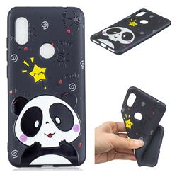 Cute Bear 3D Embossed Relief Black TPU Cell Phone Back Cover for Mi Xiaomi Redmi Note 6