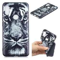 White Tiger 3D Embossed Relief Black TPU Cell Phone Back Cover for Mi Xiaomi Redmi Note 6