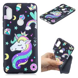 Candy Unicorn 3D Embossed Relief Black TPU Cell Phone Back Cover for Mi Xiaomi Redmi Note 6