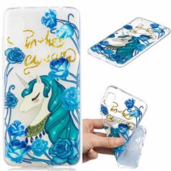 Blue Flower Unicorn Clear Varnish Soft Phone Back Cover for Mi Xiaomi Redmi Note 6