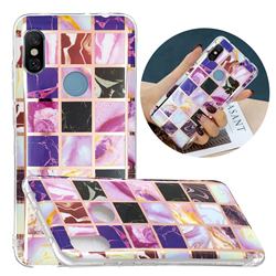 Square Puzzle Painted Marble Electroplating Protective Case for Mi Xiaomi Redmi Note 6