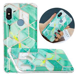 Green Glitter Painted Marble Electroplating Protective Case for Mi Xiaomi Redmi Note 6