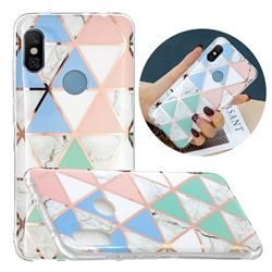 Fresh Triangle Painted Marble Electroplating Protective Case for Mi Xiaomi Redmi Note 6