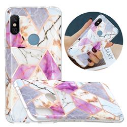 Purple and White Painted Marble Electroplating Protective Case for Mi Xiaomi Redmi Note 6