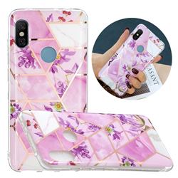 Purple Flower Painted Marble Electroplating Protective Case for Mi Xiaomi Redmi Note 6