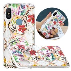 Tropical Rainforest Flower Painted Marble Electroplating Protective Case for Mi Xiaomi Redmi Note 6